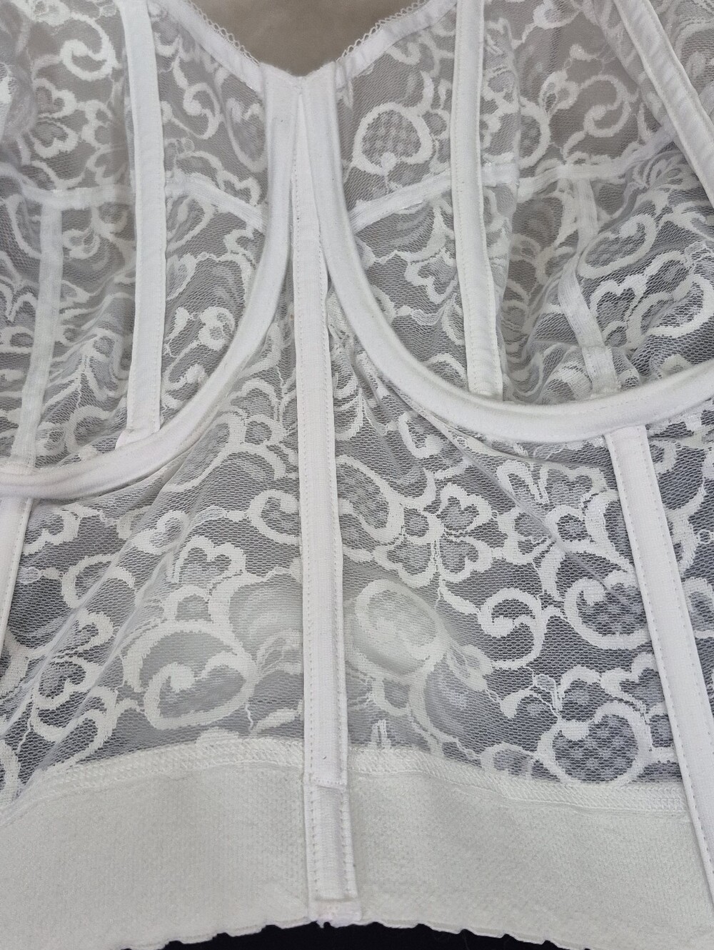 42FF US (42F UK) Goddess 689 Lace Longline Bridal Bustier Underwire Bra White - Picture 5 of 7